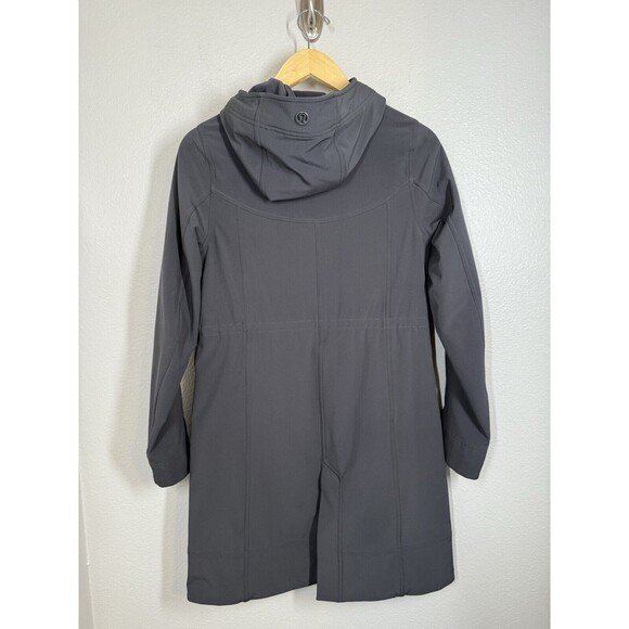 Lululemon Apres Women's Long Gray Softshell Hooded Jacket Full Zip Coat Size 4 - Picture 2 of 16
